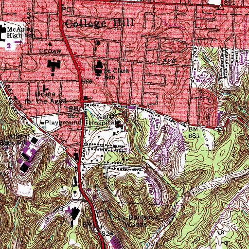 Topographic Map of North Hospital, OH