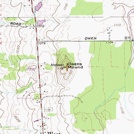 Topographic Map of Owens Mound, OH