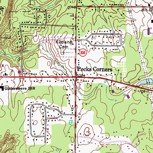 Topographic Map of Pecks Corners, OH