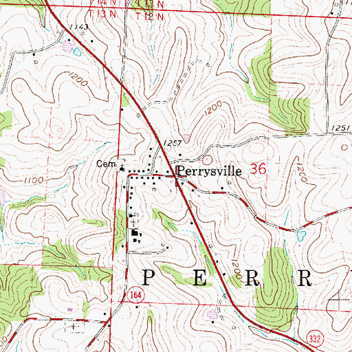 Topographic Map of Perrysville, OH
