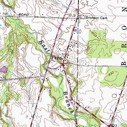 Topographic Map of Peru, OH