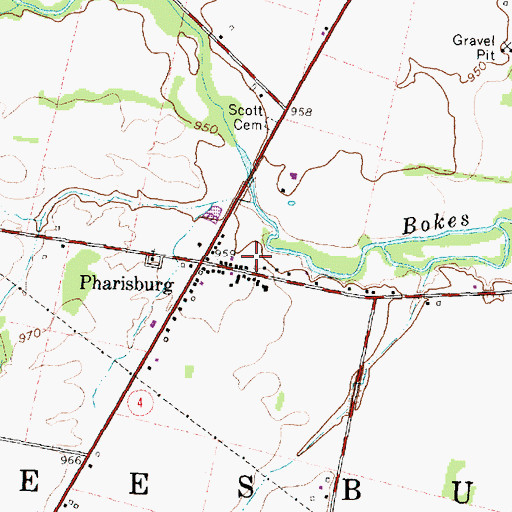 Topographic Map of Pharisburg, OH