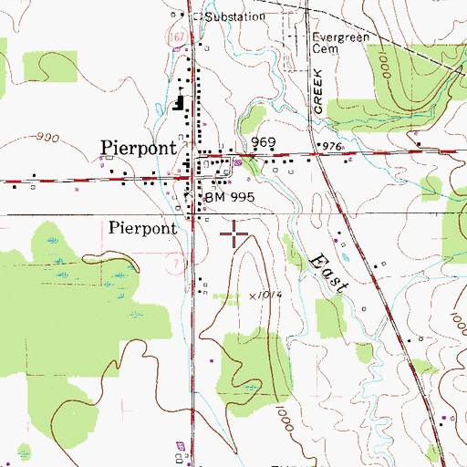 Topographic Map of Pierpont, OH
