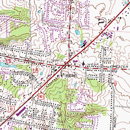 Topographic Map of Pisgah, OH