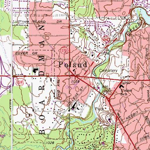 Topographic Map of Poland, OH