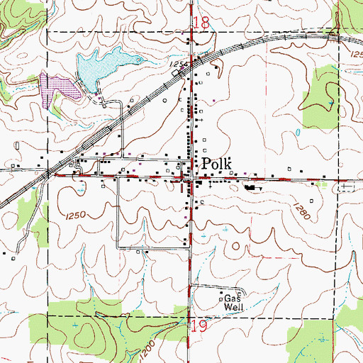 Topographic Map of Polk, OH