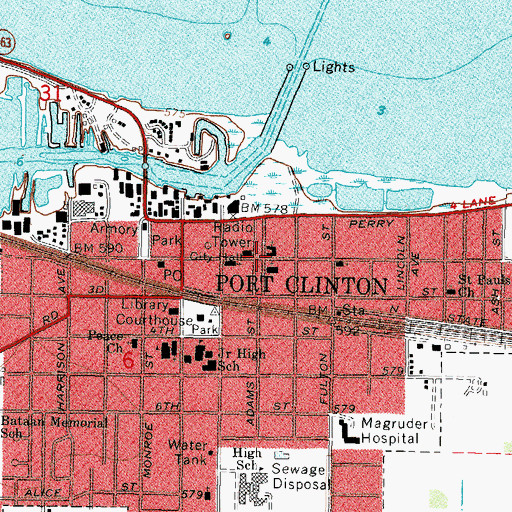 Topographic Map of Port Clinton, OH