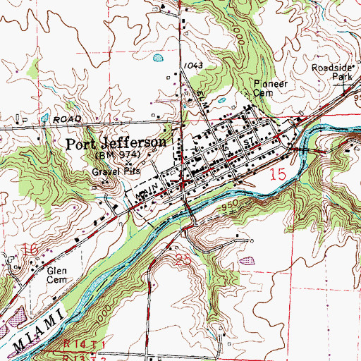 Topographic Map of Port Jefferson, OH