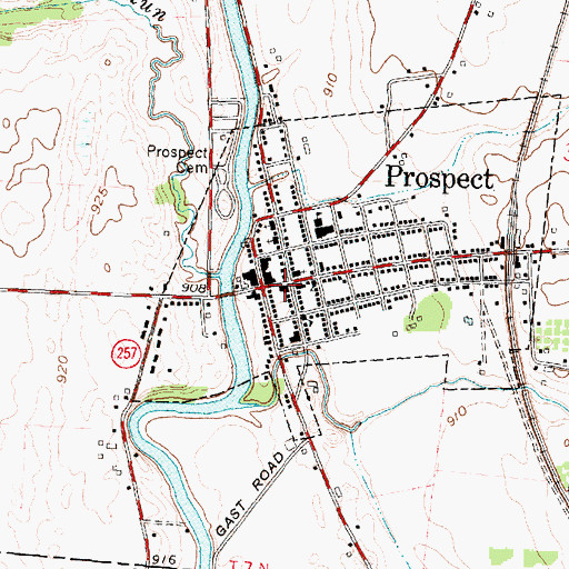 Topographic Map of Prospect, OH