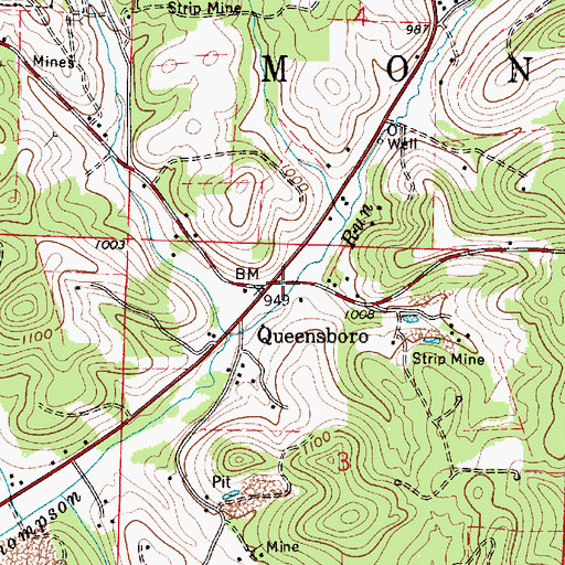 Topographic Map of Queensboro, OH