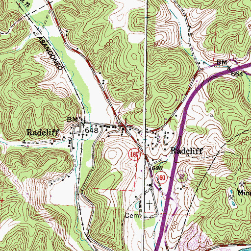 Topographic Map of Radcliff, OH