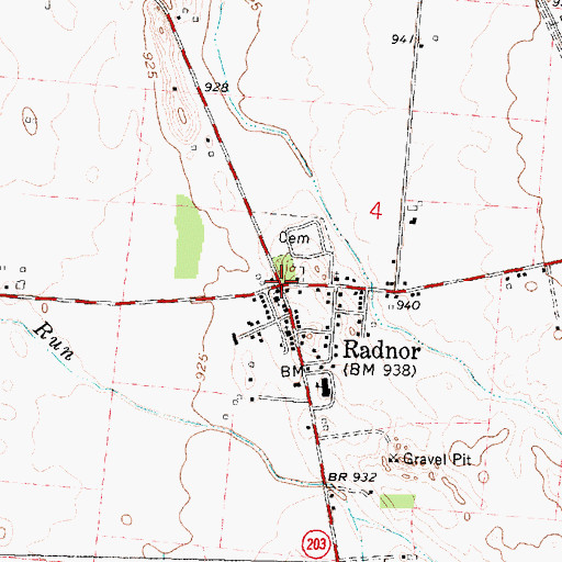 Topographic Map of Radnor, OH
