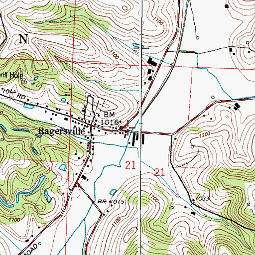Topographic Map of Ragersville, OH