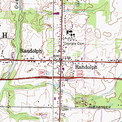 Topographic Map of Randolph, OH