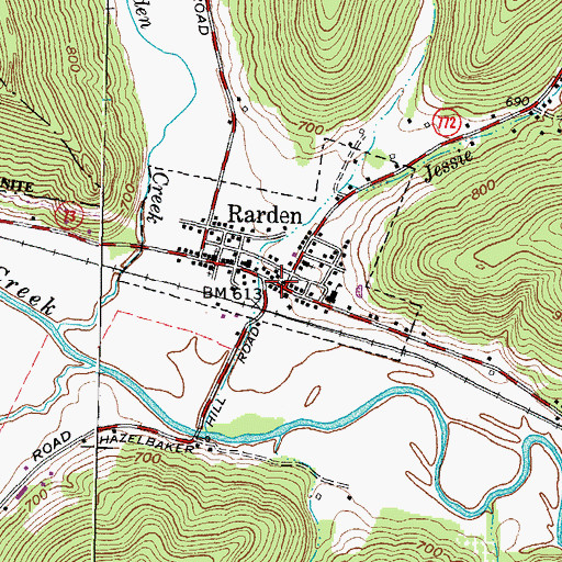Topographic Map of Rarden, OH
