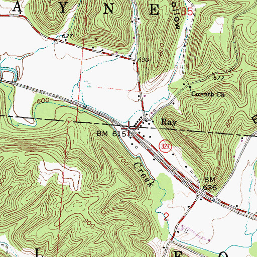 Topographic Map of Ray, OH