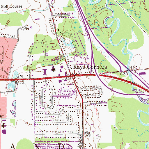Topographic Map of Rays Corners, OH