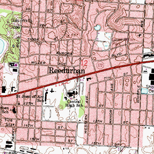 Topographic Map of Reedurban, OH