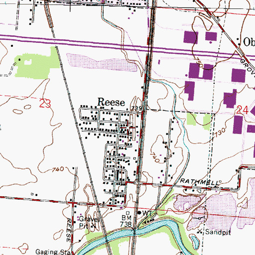 Topographic Map of Reese, OH