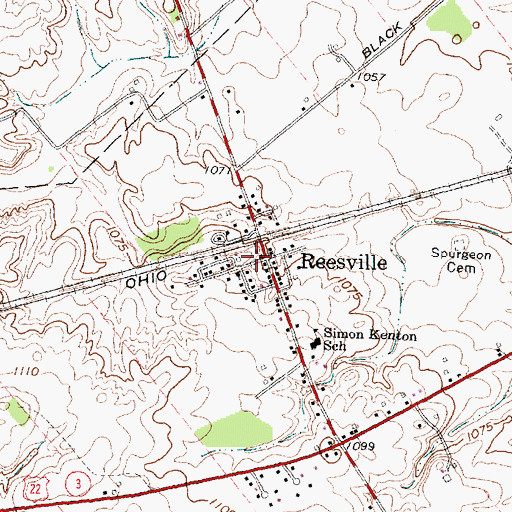 Topographic Map of Reesville, OH