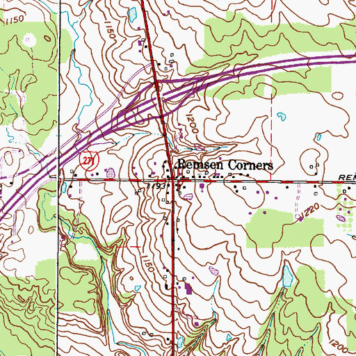 Topographic Map of Remsen Corners, OH