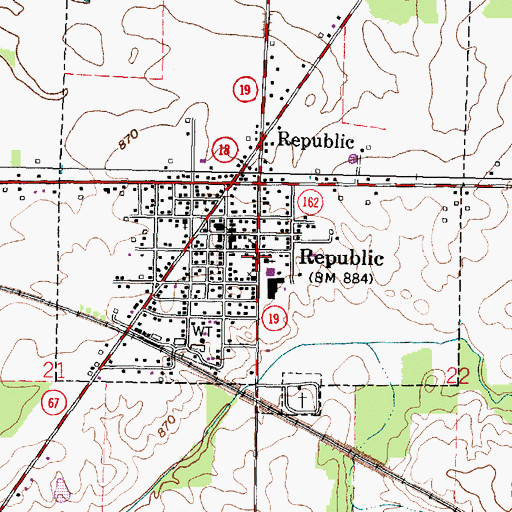 Topographic Map of Republic, OH