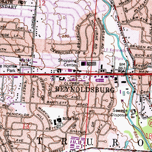 Topographic Map of Reynoldsburg, OH