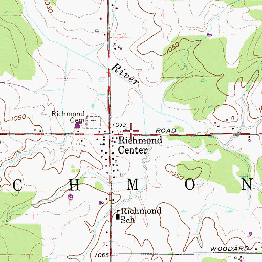 Topographic Map of Richmond Center, OH