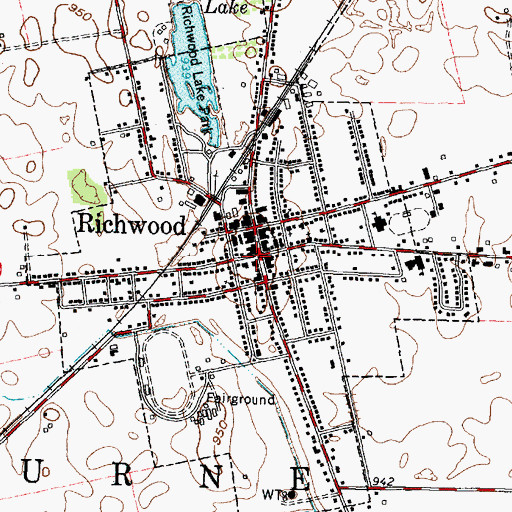 Topographic Map of Richwood, OH