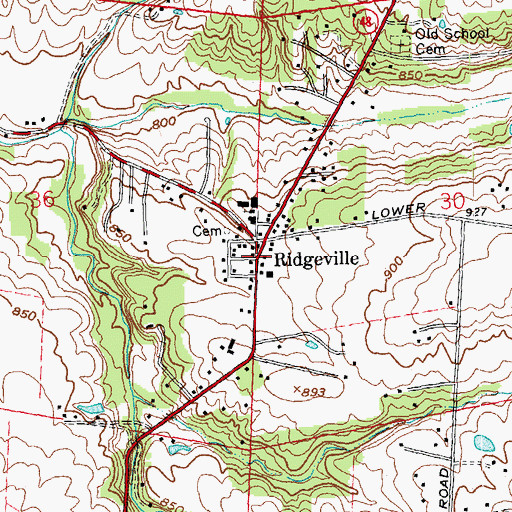 Topographic Map of Ridgeville, OH