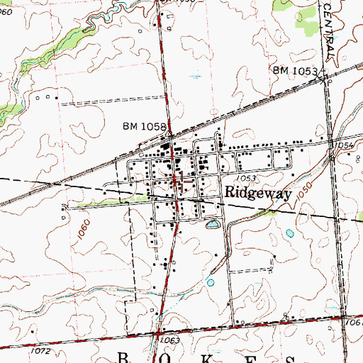 Topographic Map of Ridgeway, OH