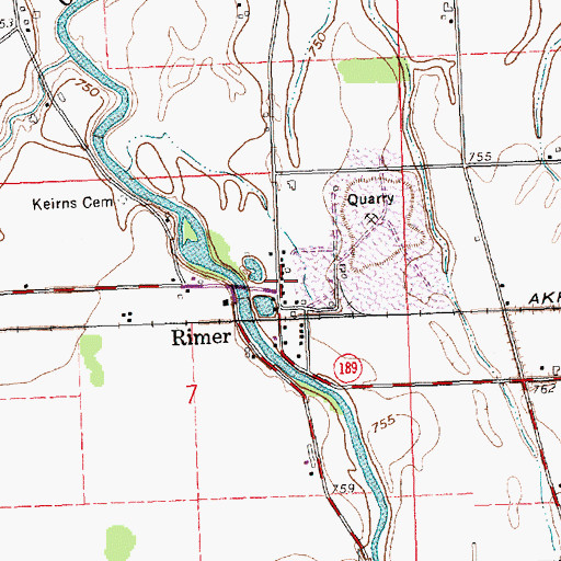 Topographic Map of Rimer, OH