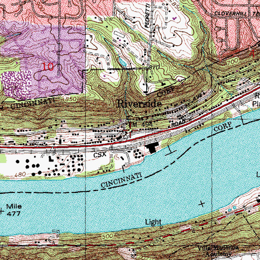 Topographic Map of Riverside, OH