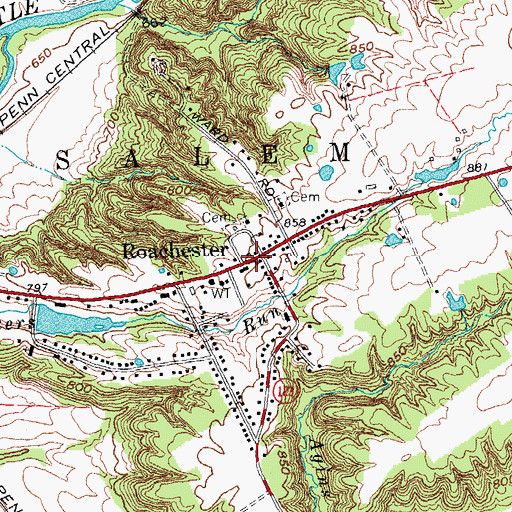 Topographic Map of Roachester, OH