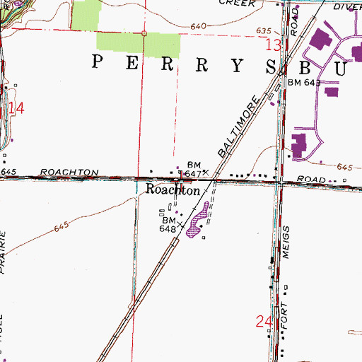 Topographic Map of Roachton, OH
