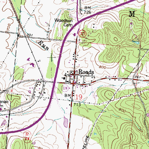 Topographic Map of Roads, OH