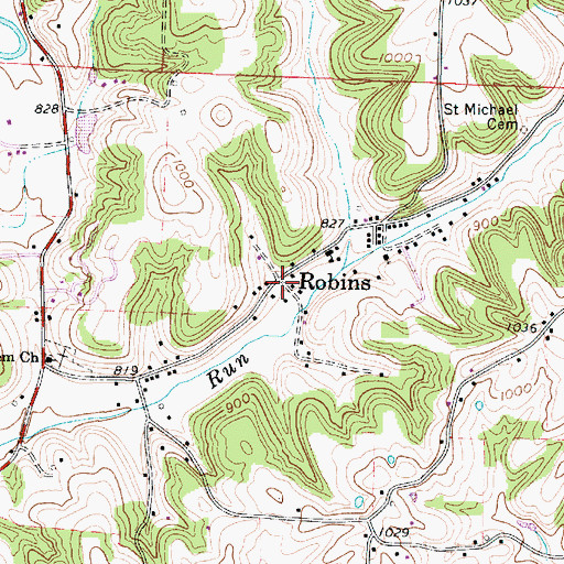 Topographic Map of Robins, OH
