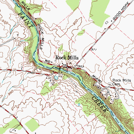 Topographic Map of Rock Mills, OH