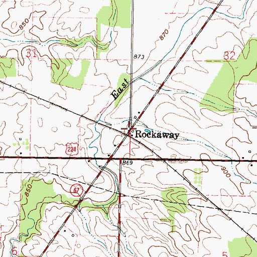 Topographic Map of Rockaway, OH