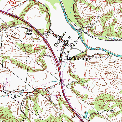 Topographic Map of Rockbridge, OH