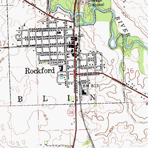 Topographic Map of Rockford, OH