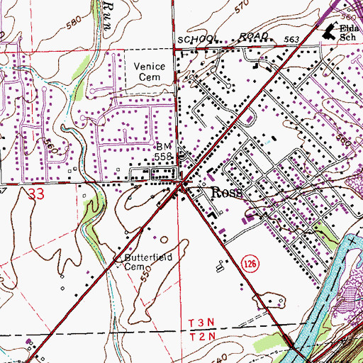 Topographic Map of Ross, OH