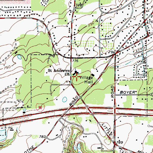 Topographic Map of Saint Andrews Church, OH