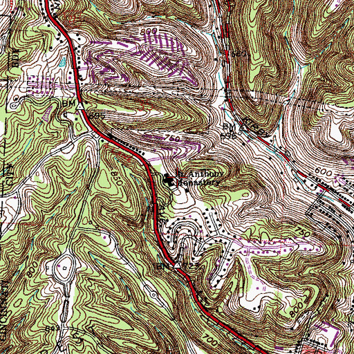 Topographic Map of Saint Anthony Monastery, OH
