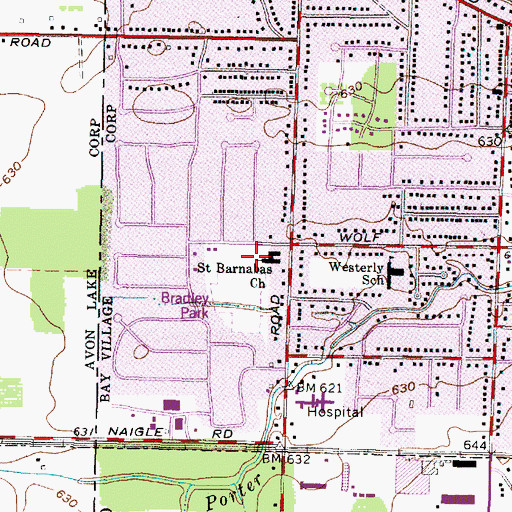 Topographic Map of Saint Barnabas Church, OH