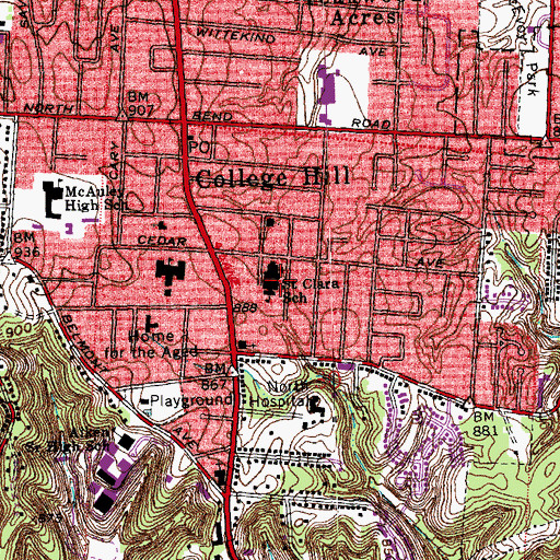Topographic Map of Saint Clara School, OH