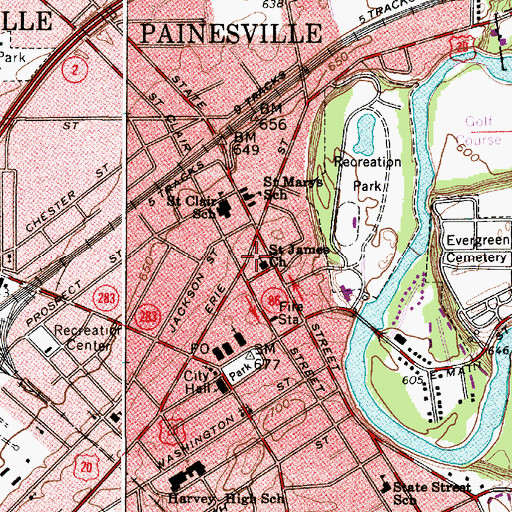 Topographic Map of Saint James Church, OH