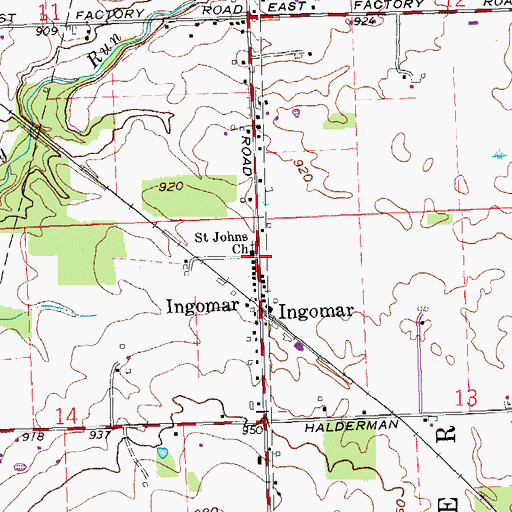 Topographic Map of Saint Johns Lutheran Church, OH