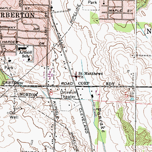 Topographic Map of Saint Matthews Church, OH