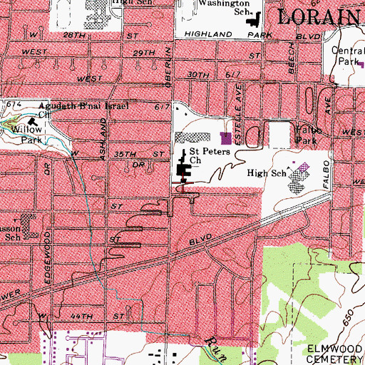 Topographic Map of Saint Peters Church, OH